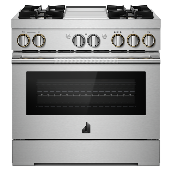 Jennair® RISE™ 36 Dual-Fuel Professional Range with Chrome-Infused Griddle JDRP536HL