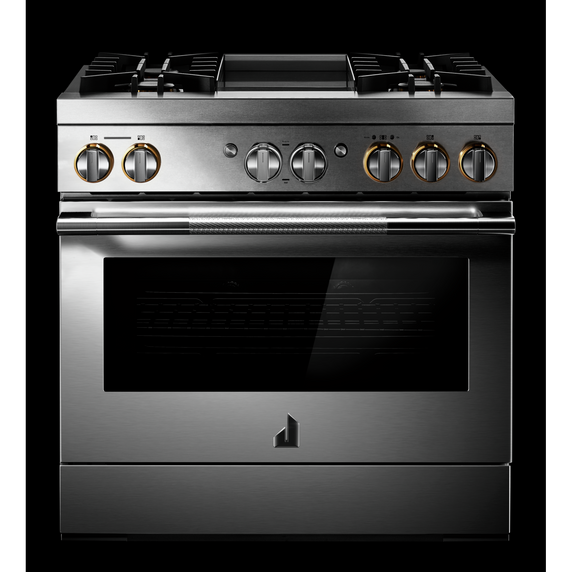 Jennair® RISE™ 36 Dual-Fuel Professional Range with Chrome-Infused Griddle JDRP536HL