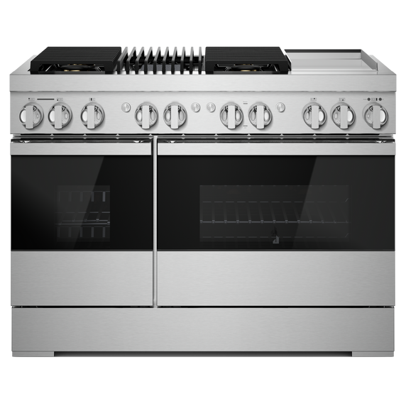 Jennair® NOIR™ 48 Dual-Fuel Professional-Style Range with Chrome-Infused Griddle and Grill JDRP748HM