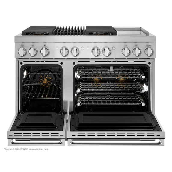 Jennair® NOIR™ 48 Dual-Fuel Professional-Style Range with Chrome-Infused Griddle and Grill JDRP748HM