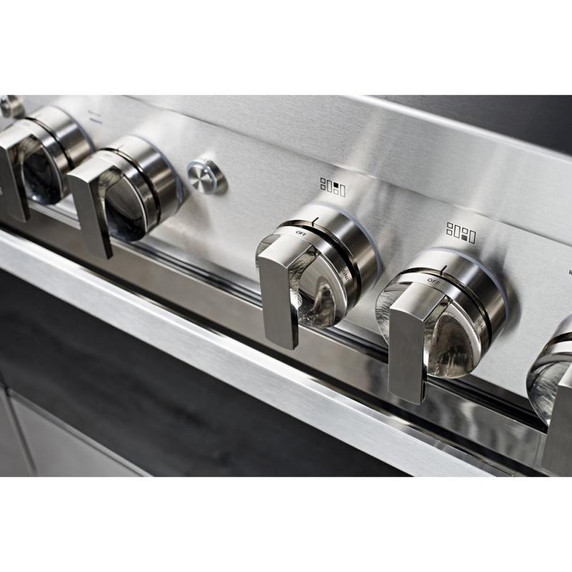 Jennair® NOIR™ 48" Dual-Fuel Professional Range with Chrome-Infused Griddle and Gas Grill JDRP748HM