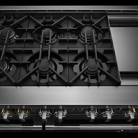 Jennair® 48" RISE™ Gas Professional-Style Range with Chrome-Infused Griddle JGRP548HL