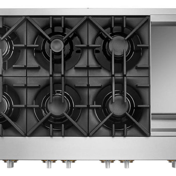Jennair® 48" RISE™ Gas Professional-Style Range with Chrome-Infused Griddle JGRP548HL