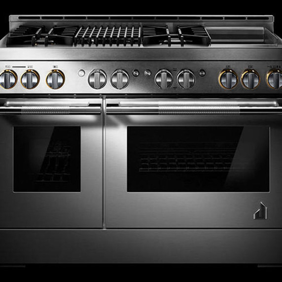 Jennair® 48" RISE™ Gas Professional-Style Range with Chrome-Infused Griddle and Infrared Grill JGRP748HL