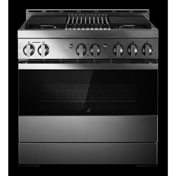 Jennair® 36" NOIR™ Gas Professional-Style Range with Infrared Grill JGRP636HM