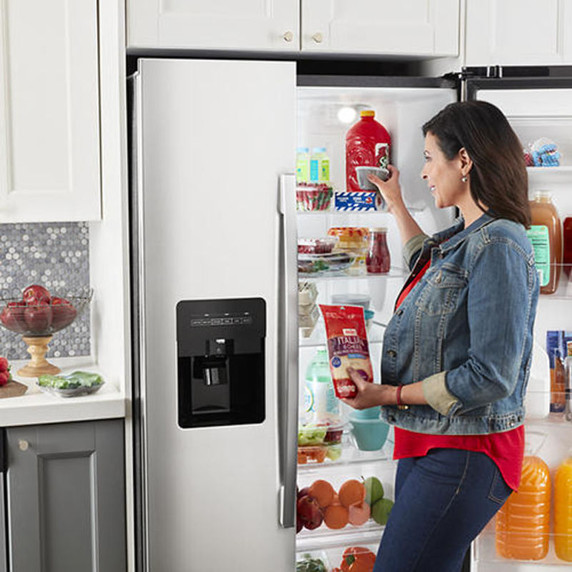 Amana® 33-inch Side-by-Side Refrigerator with Dual Pad External Ice and Water Dispenser ASI2175GRS