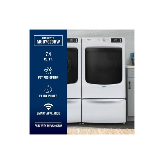 Maytag® Smart Pet Pro Front Load Gas Dryer - 7.4 CU. FT. MGD7020RW