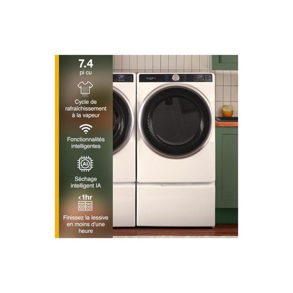 Whirlpool® 7.4 cu. ft. Smart Front Load ENERGY STAR® Electric Dryer with Steam Capabilities YWED6720RW