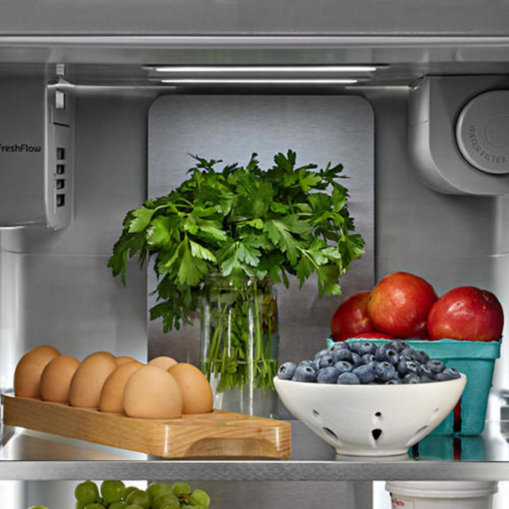 Kitchenaid® 20.8 Cu. Ft. Counter-Depth Side-by-Side Refrigerator with Exterior Ice and Water Dispenser in PrintShield™ Finish KRSC536RPS