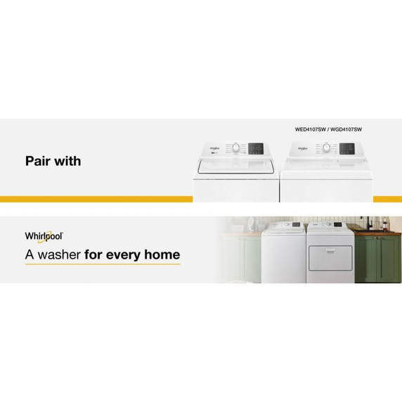 4.8 - 4.9 Cu. Ft. I.E.C. Whirlpool® Top Load Washer with 2-in-1 Removable Agitator. WTW4107SW