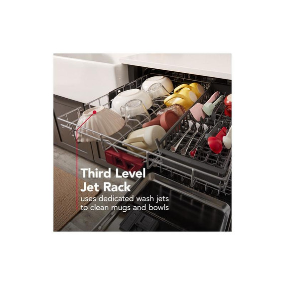 Kitchenaid® Third Level Jet Rack Dishwasher with 40+ Total Wash Jets, 41 dBA KDTS324SJP