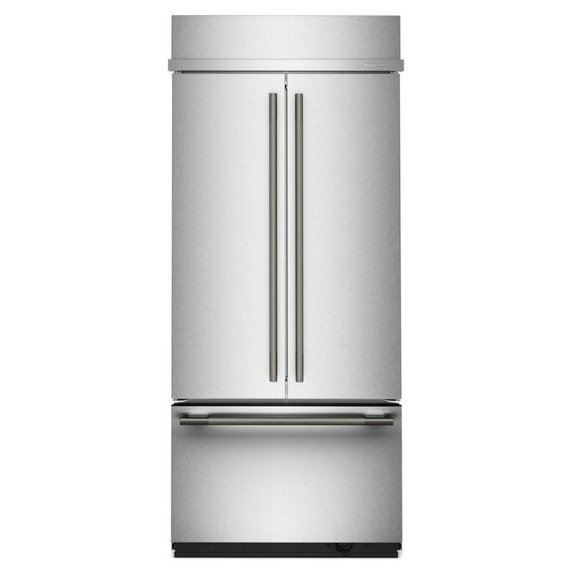 Kitchenaid® 20.8 Cu. Ft. 36" Built-In French Door Bottom Mount Refrigerator with Platinum Interior KBFN536SPS