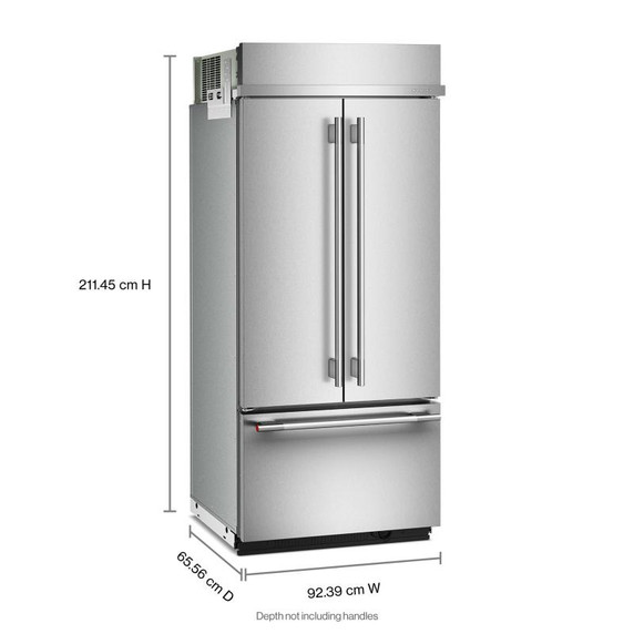Kitchenaid® 20.8 Cu. Ft. 36" Built-In French Door Bottom Mount Refrigerator with Platinum Interior KBFN536SPS