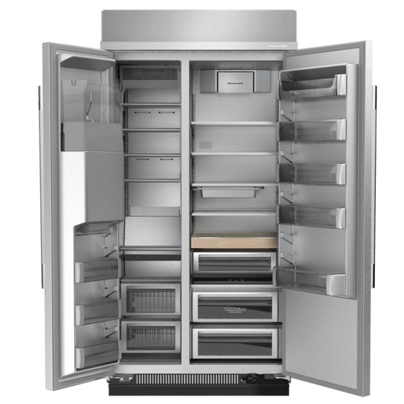 Kitchenaid® 20.8 Cu. Ft. 36" Built-In Side-by-Side Refrigerator features Exterior Water and Ice Dispenser with Measured Fill KBSD736SPS