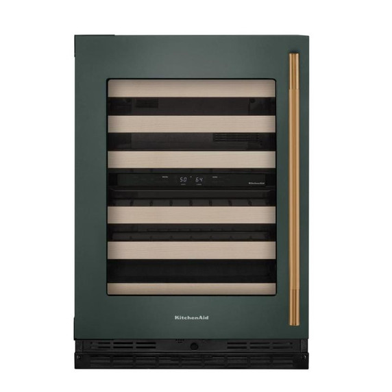 Kitchenaid® 24" Undercounter Wine Cellar with Full-Extension Wood-Front Racks KUWL524SJP