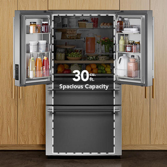 Kitchenaid® 30 cu. ft. French Door Refrigerator with Interior Water and Ice and FreshChill™ Full-Width Refrigerated Drawer KRMF336SPS