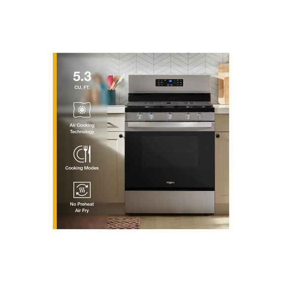 Whirlpool® 30-inch Gas Range with Air Cooking Technology and Steam Clean WFGS4530SW Whirlpool® 30-inch Gas Range with Air Cooking Technology and Steam Clean WFGS4530SW