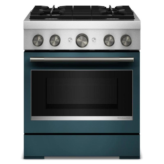 Kitchenaid® 30-Inch 4 Burner Commercial-Style Dual Fuel Range with No Preheat Air Fry Mode KFDS930SAG