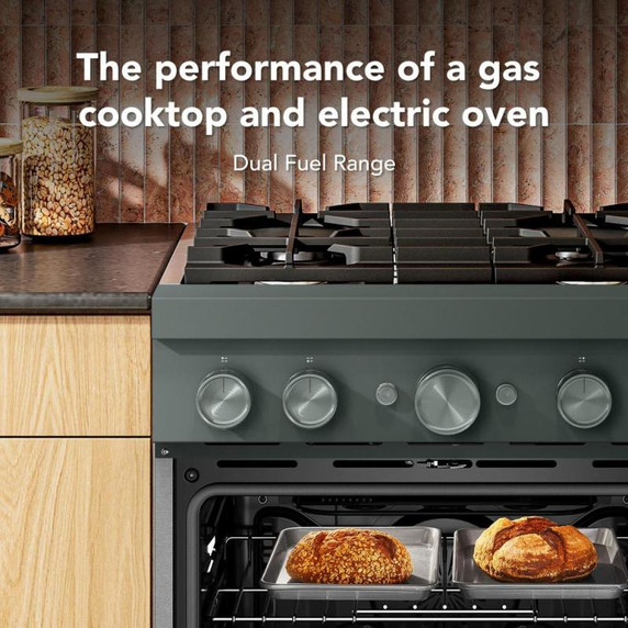 KitchenAid® 30-Inch 4 Burner Commercial-Style Dual Fuel Range with No Preheat Air Fry Mode KFDS930SJP