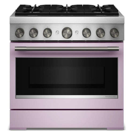 Kitchenaid® 36-Inch 6 Burner Commercial-Style Dual Fuel Range with No Preheat Air Fry Mode KFDS936SWF