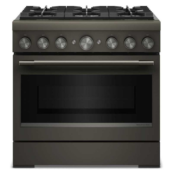 KitchenAid® 36-Inch 6 Burner Commercial-Style Dual Fuel Range with No Preheat Air Fry Mode KFDS936SBE