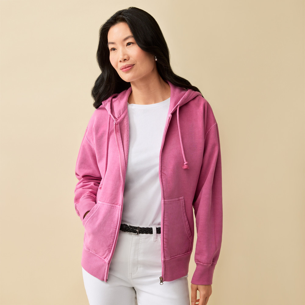 Relaxed Zip Up Fleece Hoodie