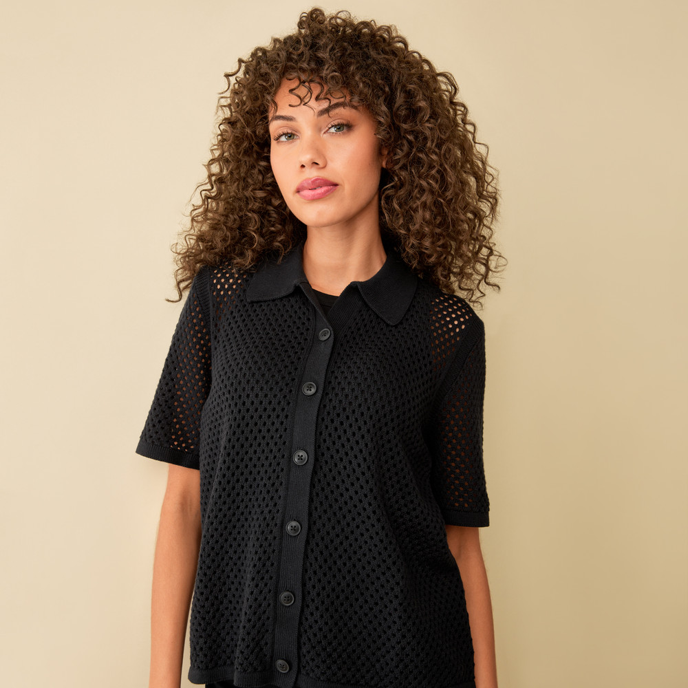 Short Sleeve Pointelle Cardigan