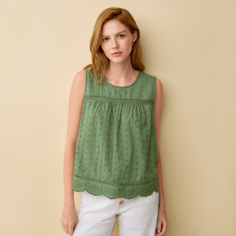 Textured Cotton Sleeveless Top