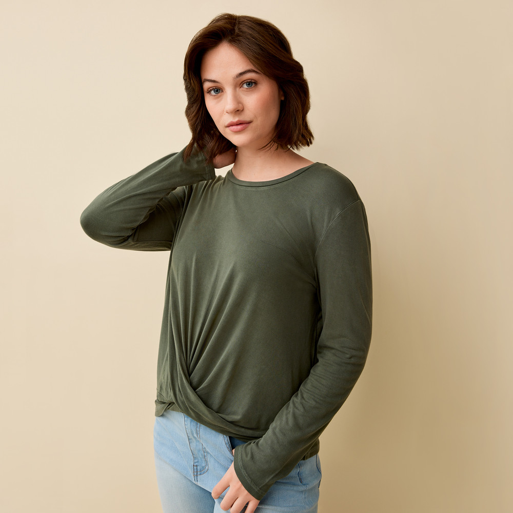 Long Sleeve Knot Detail Top