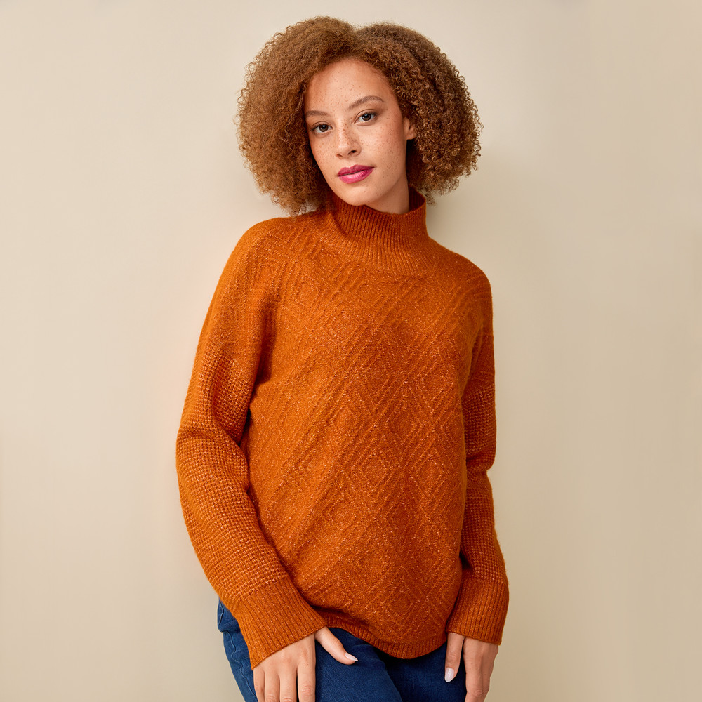 Mockneck Diamond Stitch Sweater