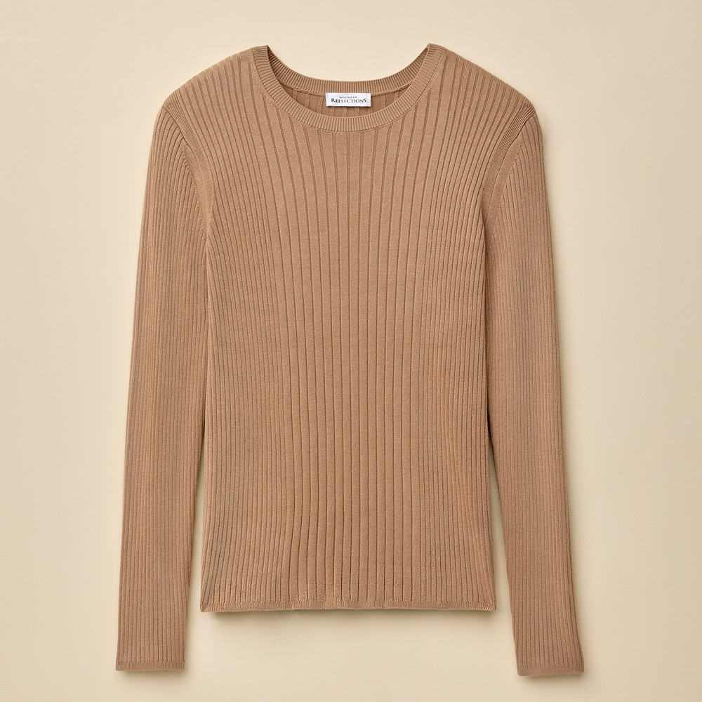 Cotton Ribbed Crewneck Sweater