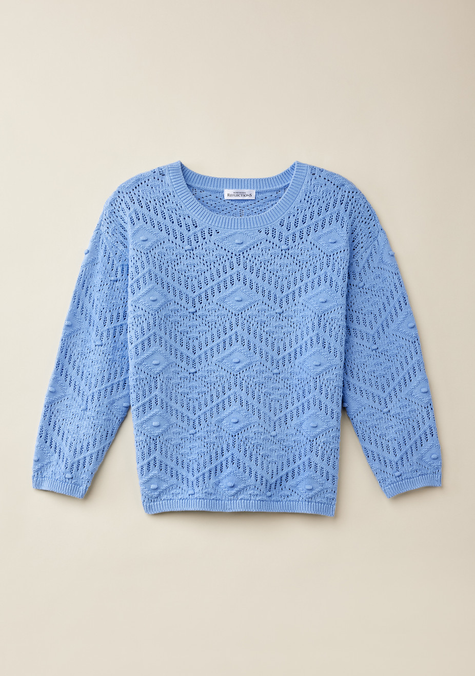 3/4 Sleeve Pointelle Knit Sweater