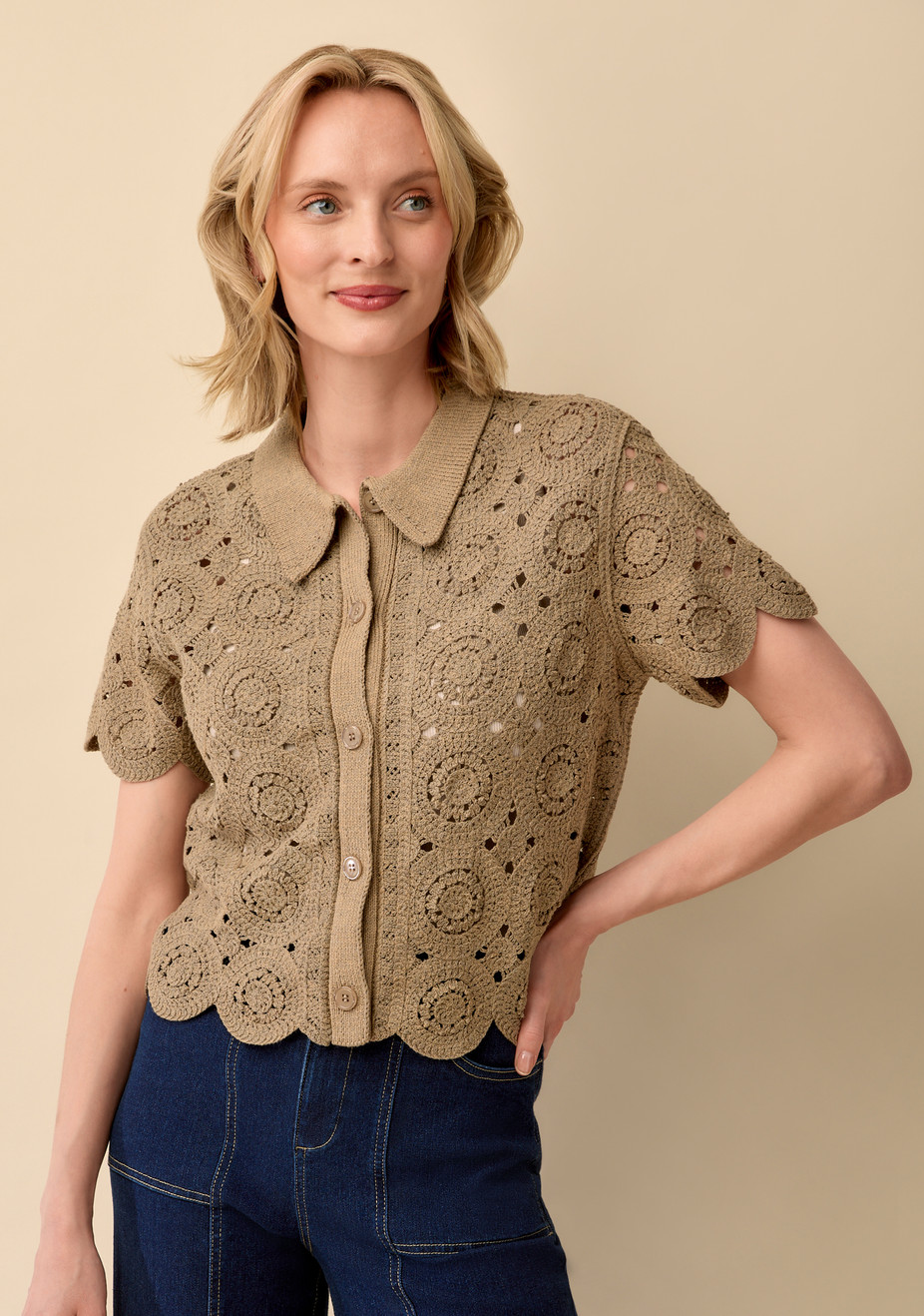 Crochet Collared Sweater