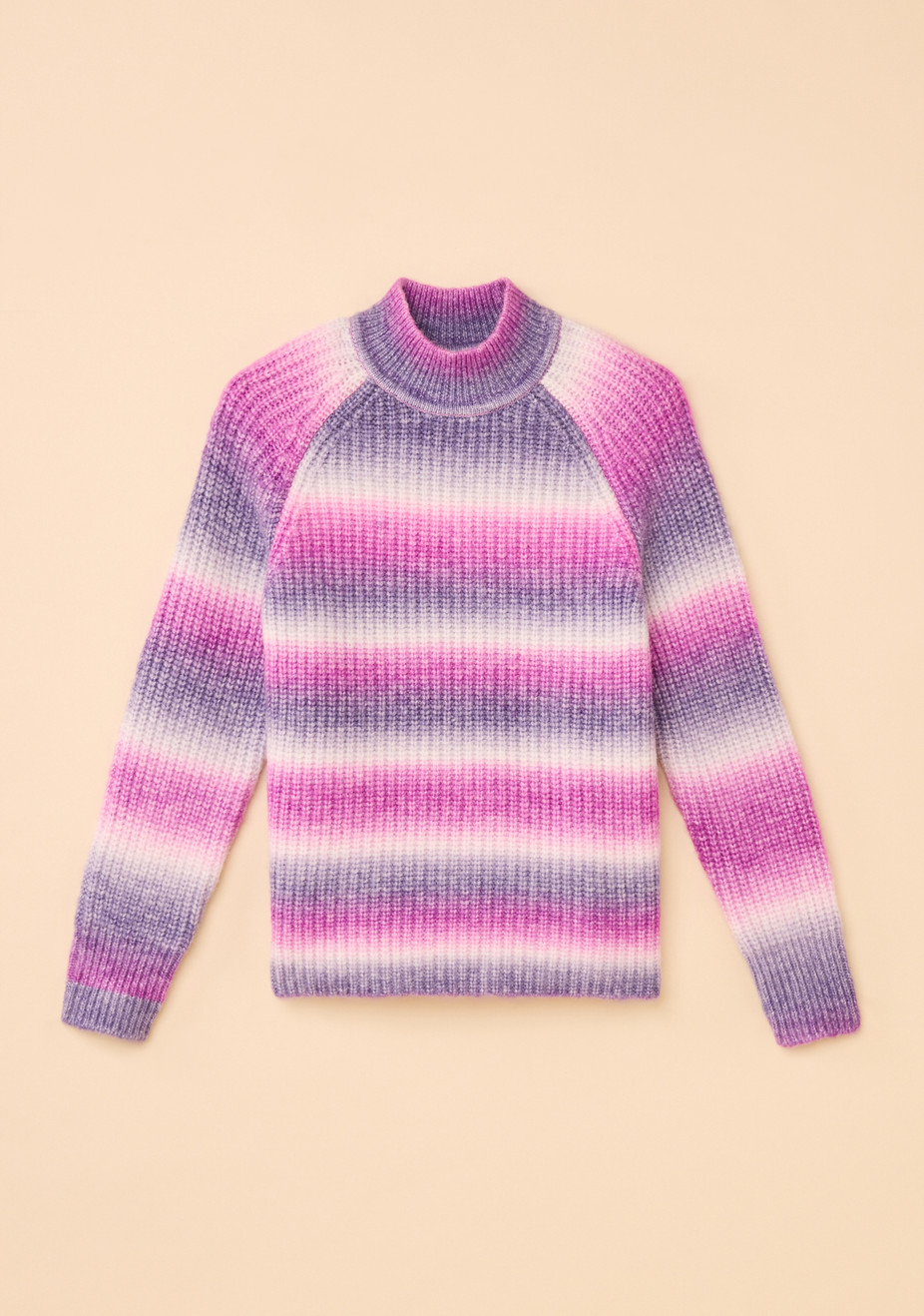 Striped Ombre Mock Neck Sweater