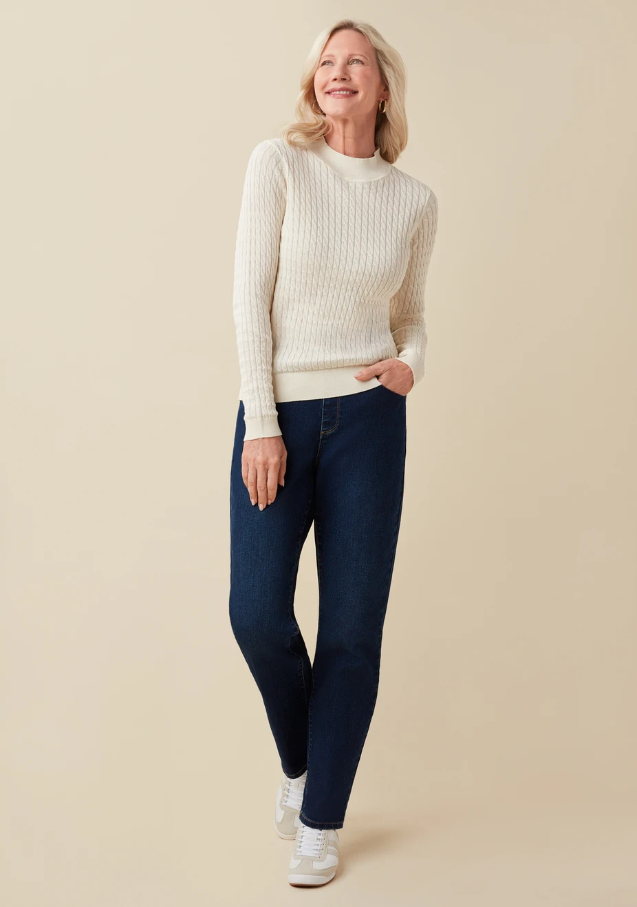 Cable Mock Neck Pullover