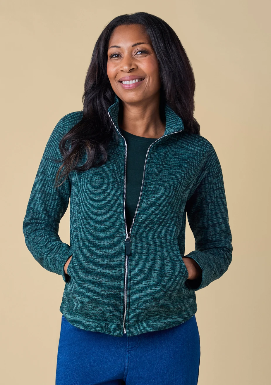 Marled Fleece Zip Jacket