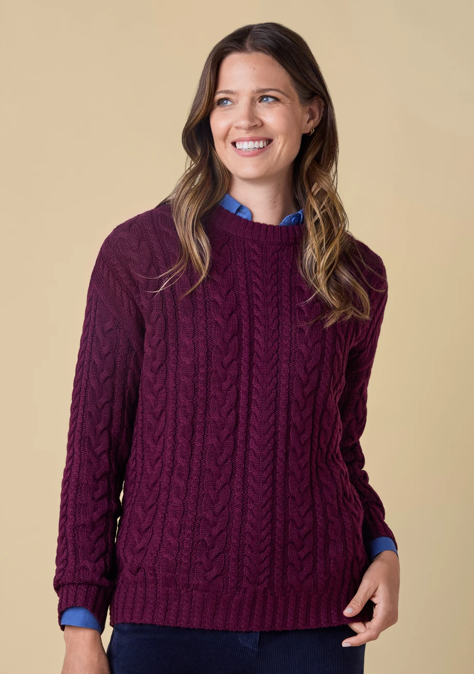 Cable Knit Crew Neck Sweater