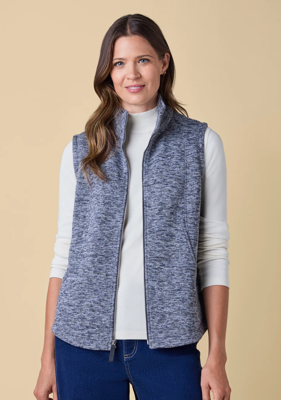 Marled Fleece Zip Vest