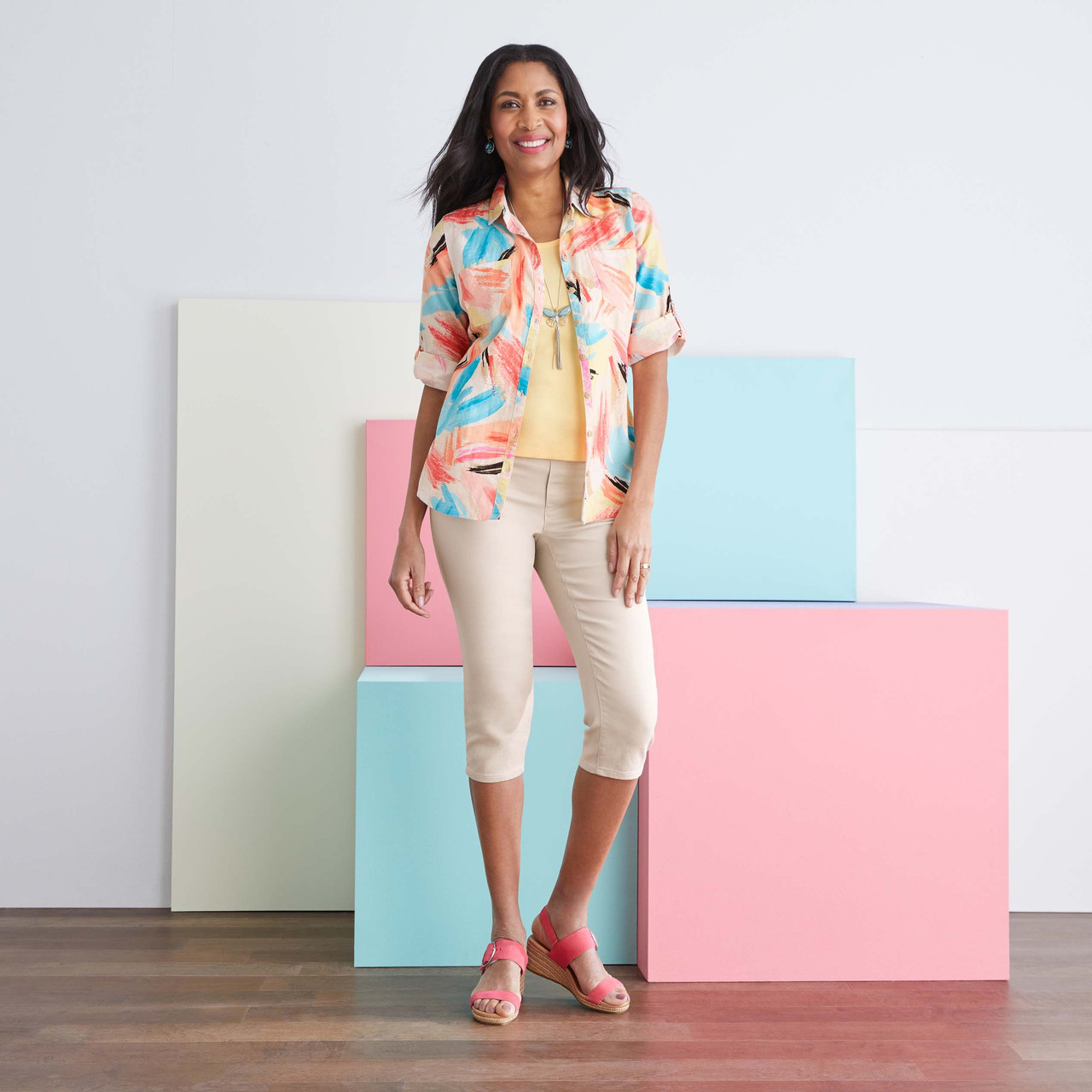 Three Quarter Sleeve Linen Shirt 