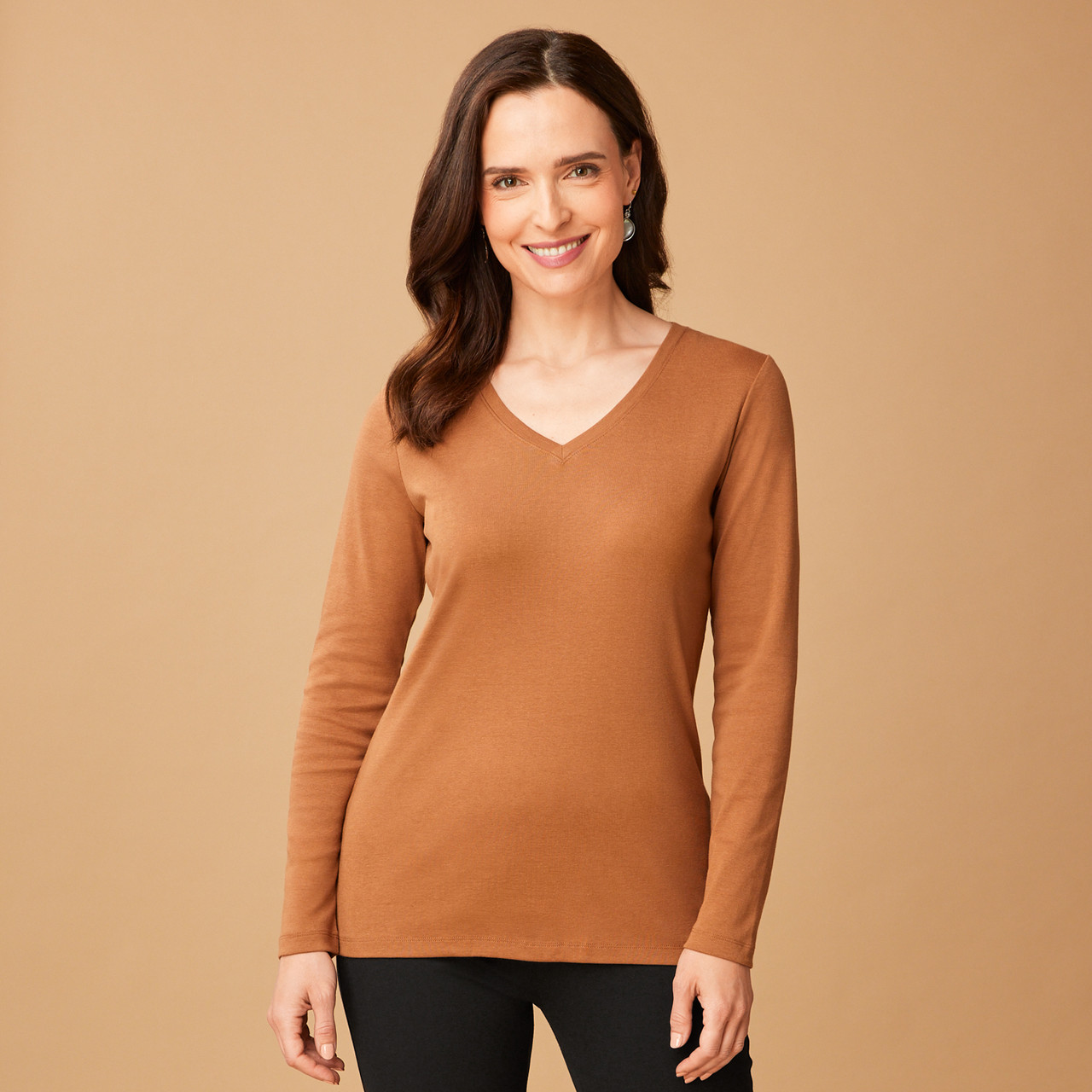 Women's Long Sleeve V Neck Top