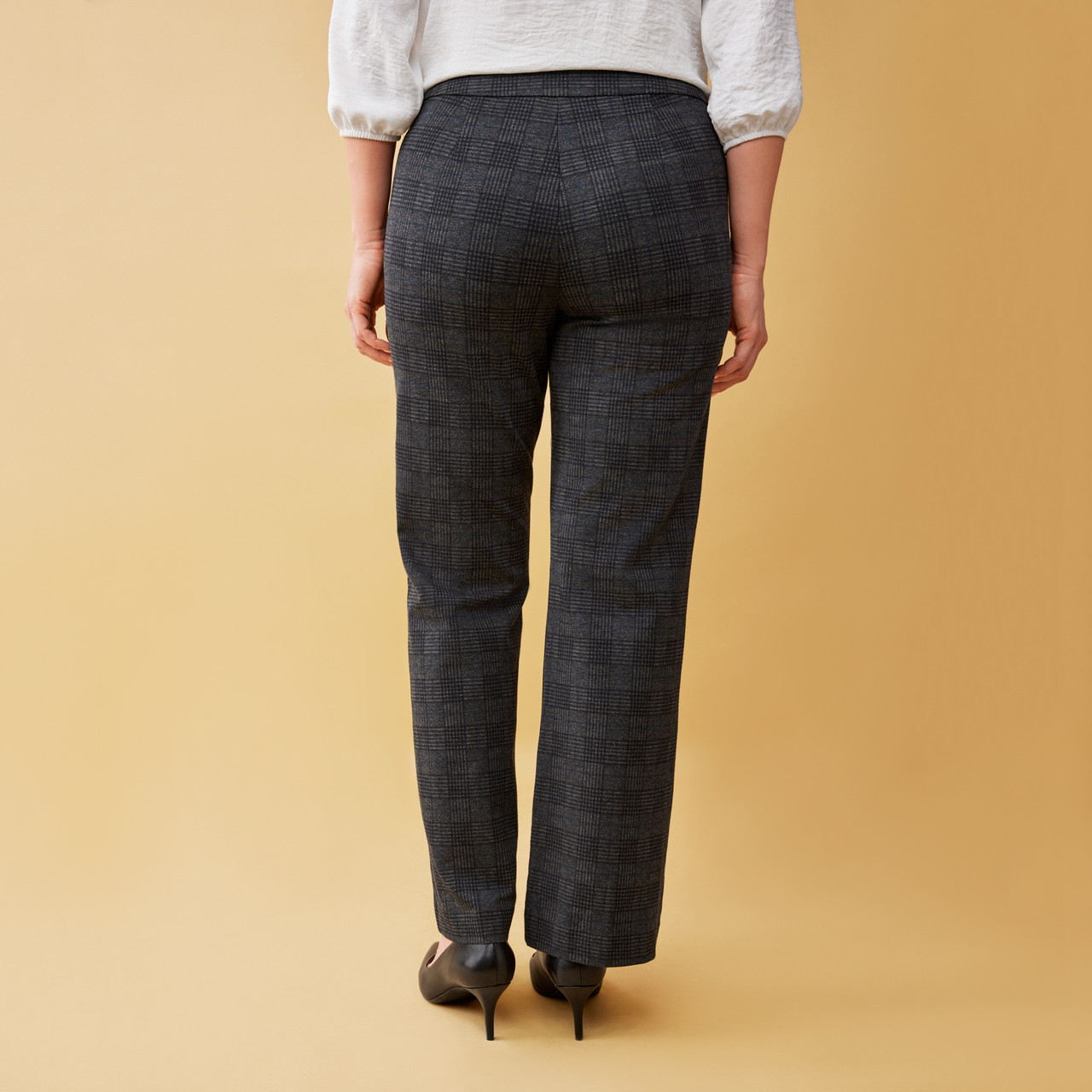 Women's Wide Leg Windowpane Ponte Pant