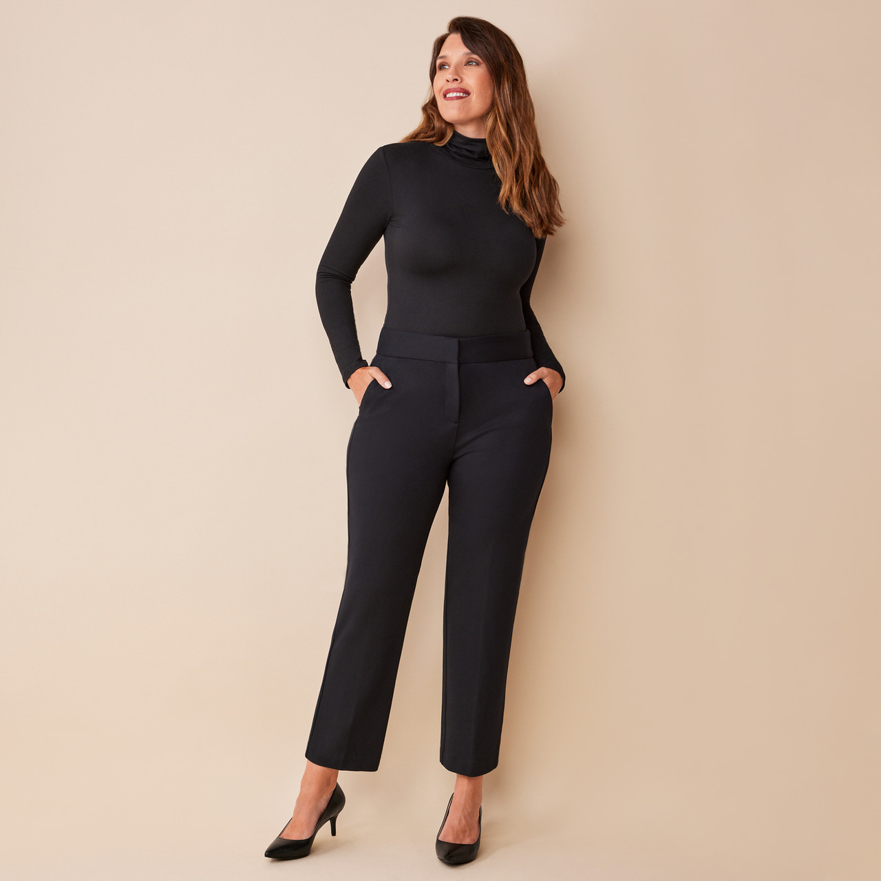 Shop Plus Size Petite Ponte Fundamental Pant in Black