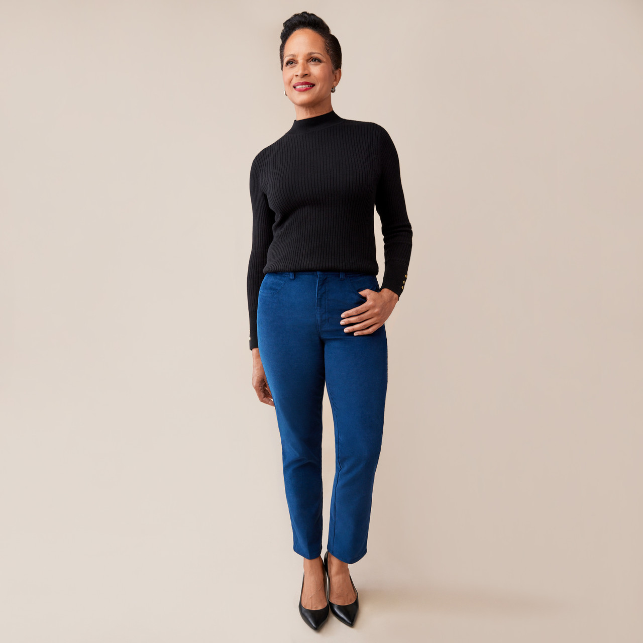 Regular Fit Women Navy Blue Trousers Trousers & Pants