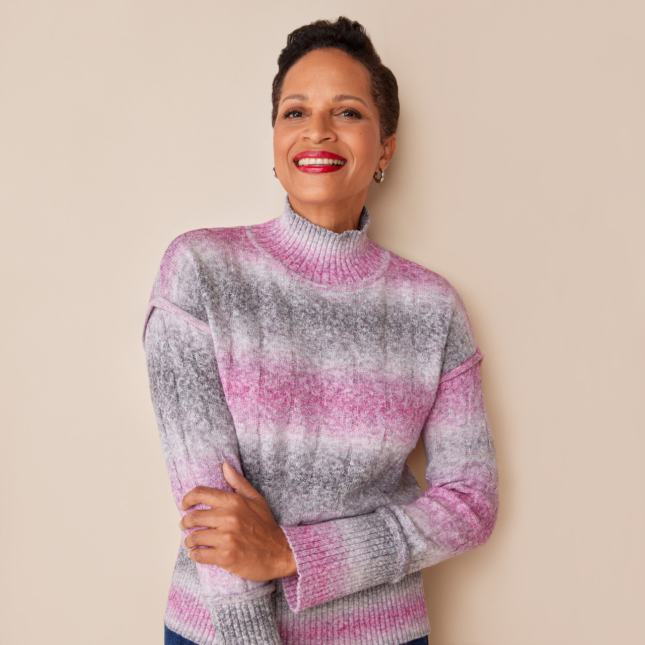 Women's Ombre Striped Mockneck Sweater | Northern Reflections