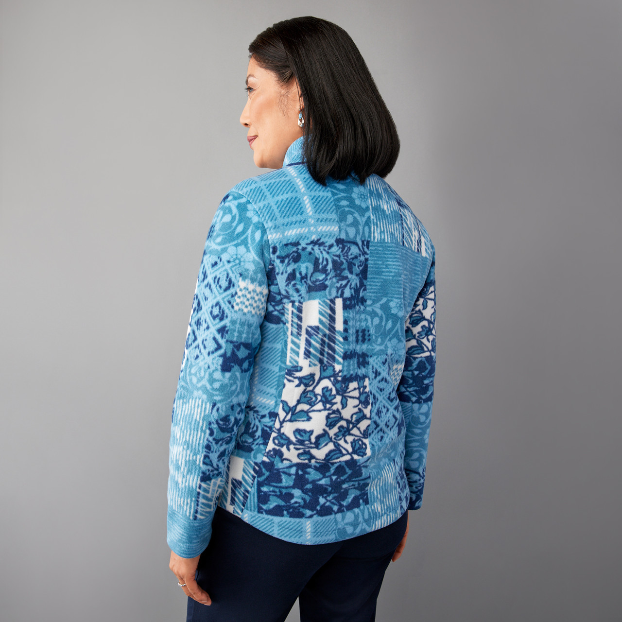 Patchwork Print Fleece Jacket