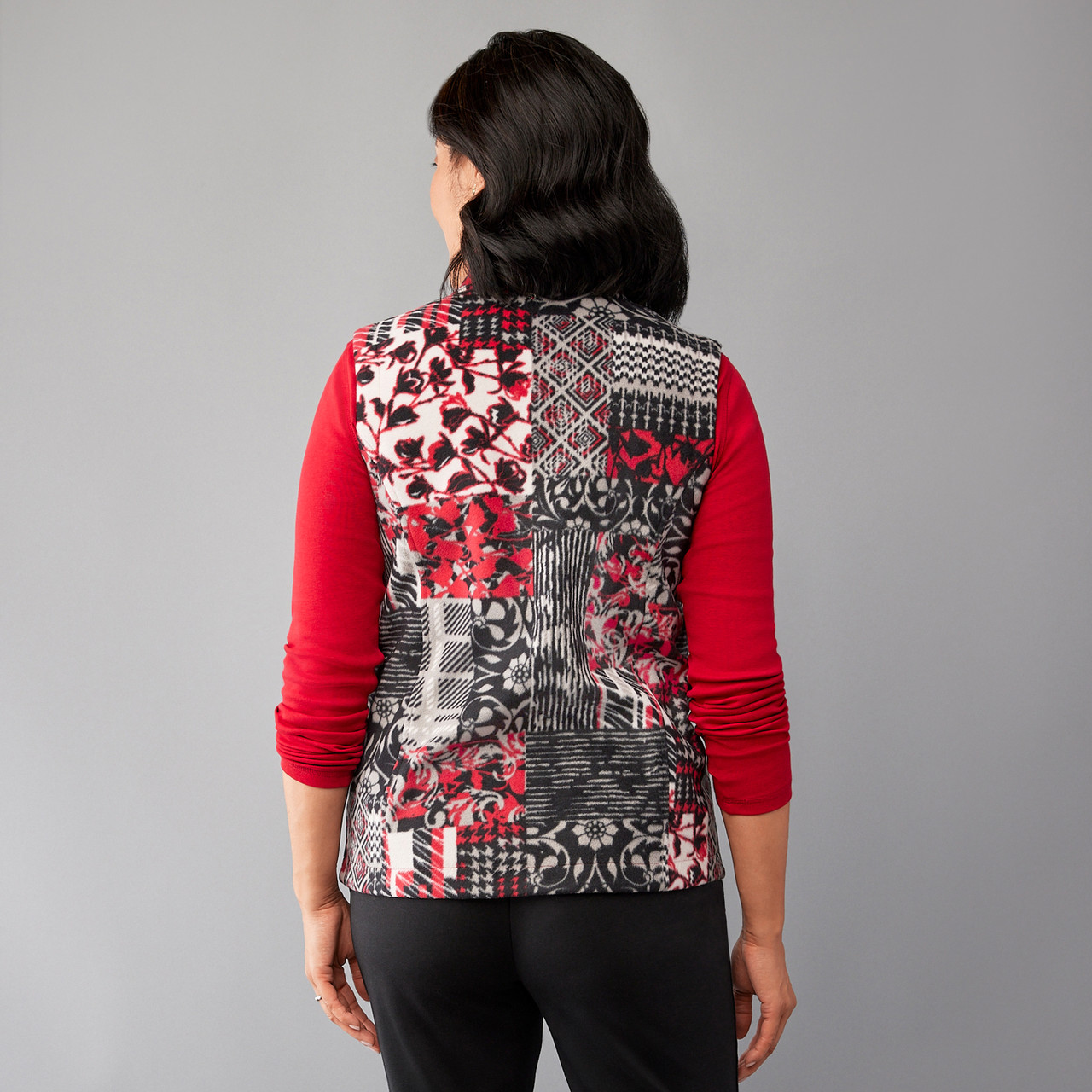 Women's Patchwork Print Fleece Vest | Northern Reflections