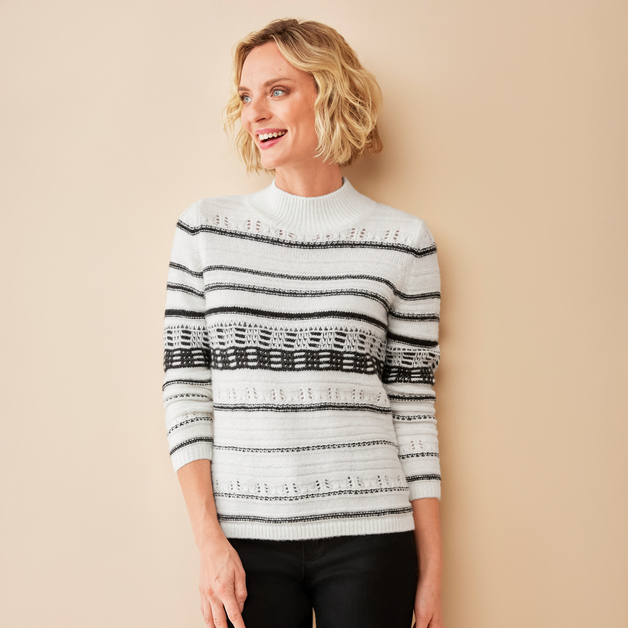 Women's Petite - Pointelle Mockneck Sweater | Northern Reflections
