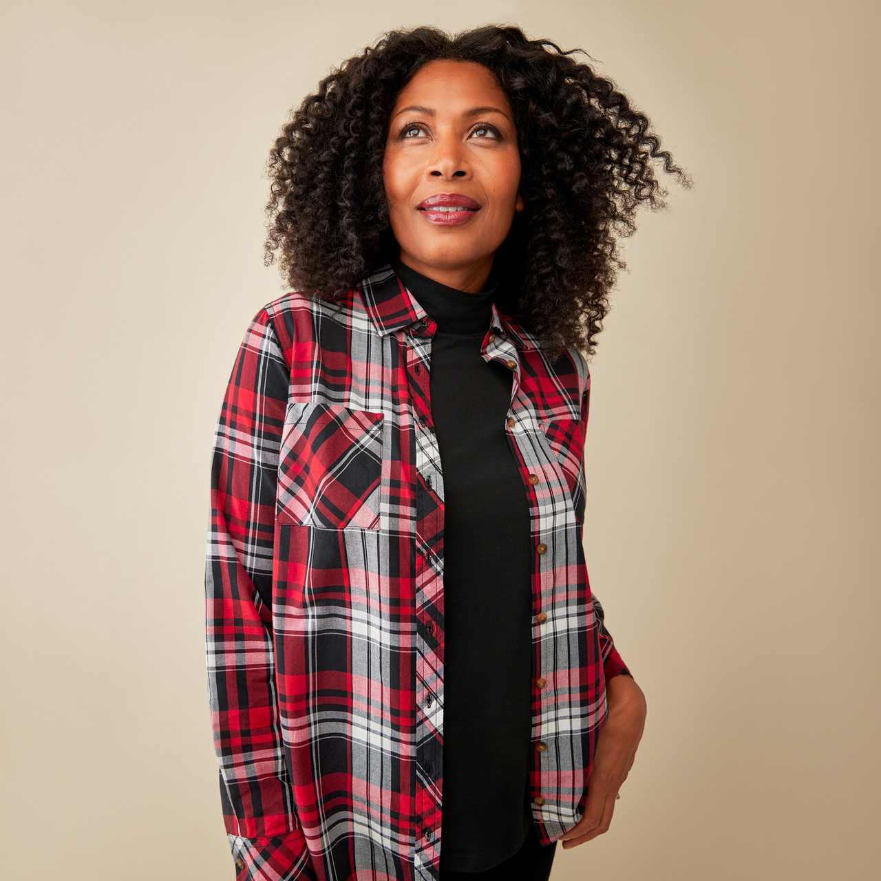 Cotton Button Front Shirt - Fabulous Plaid