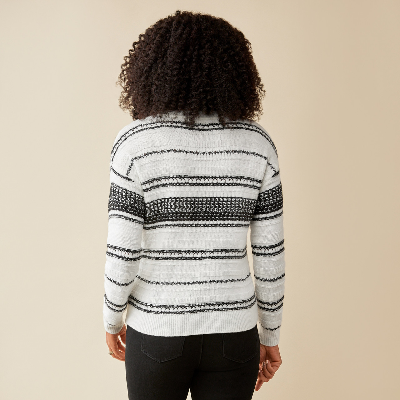 Melanie Lyne Striped Pointelle Knit Sweater