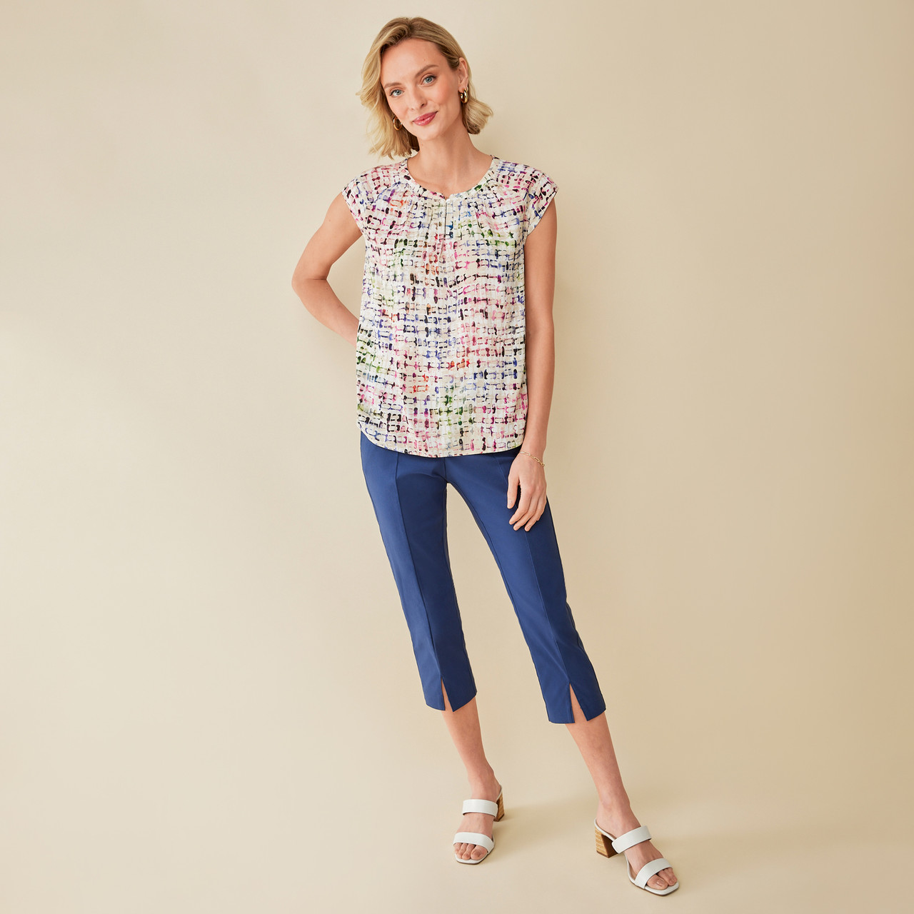 Women's Smocked Neck Multicoloured Top | Northern Reflections